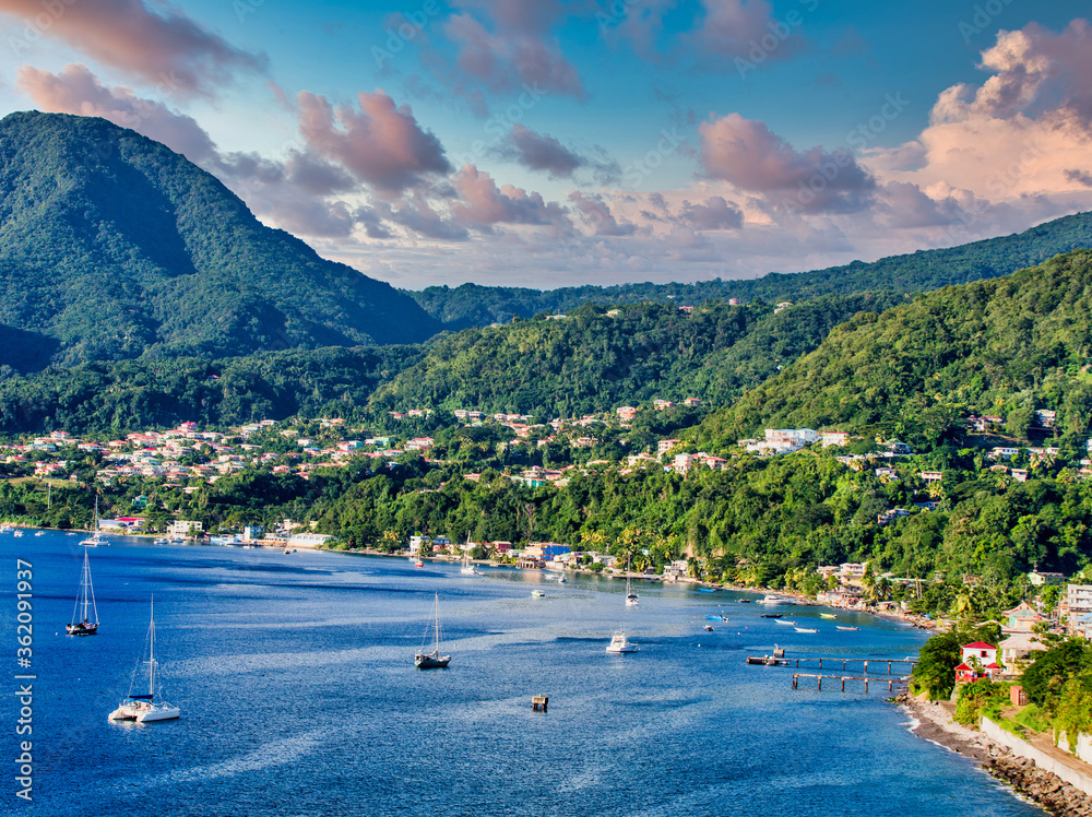 Blue Water and Green Hills of Rosseau Dominica